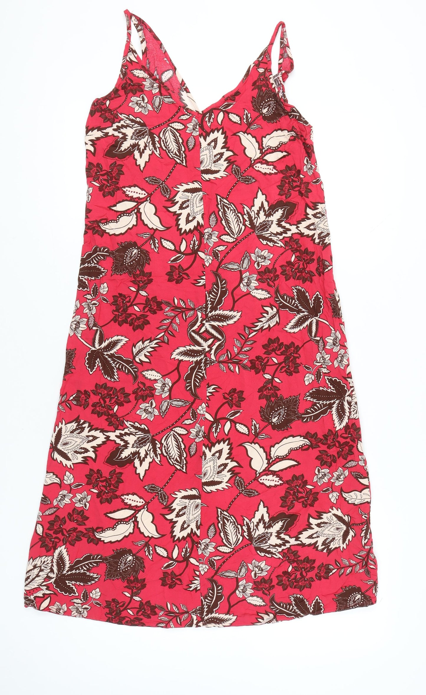 Next Women’s Red Floral V-Neck Slip Dress Size 10