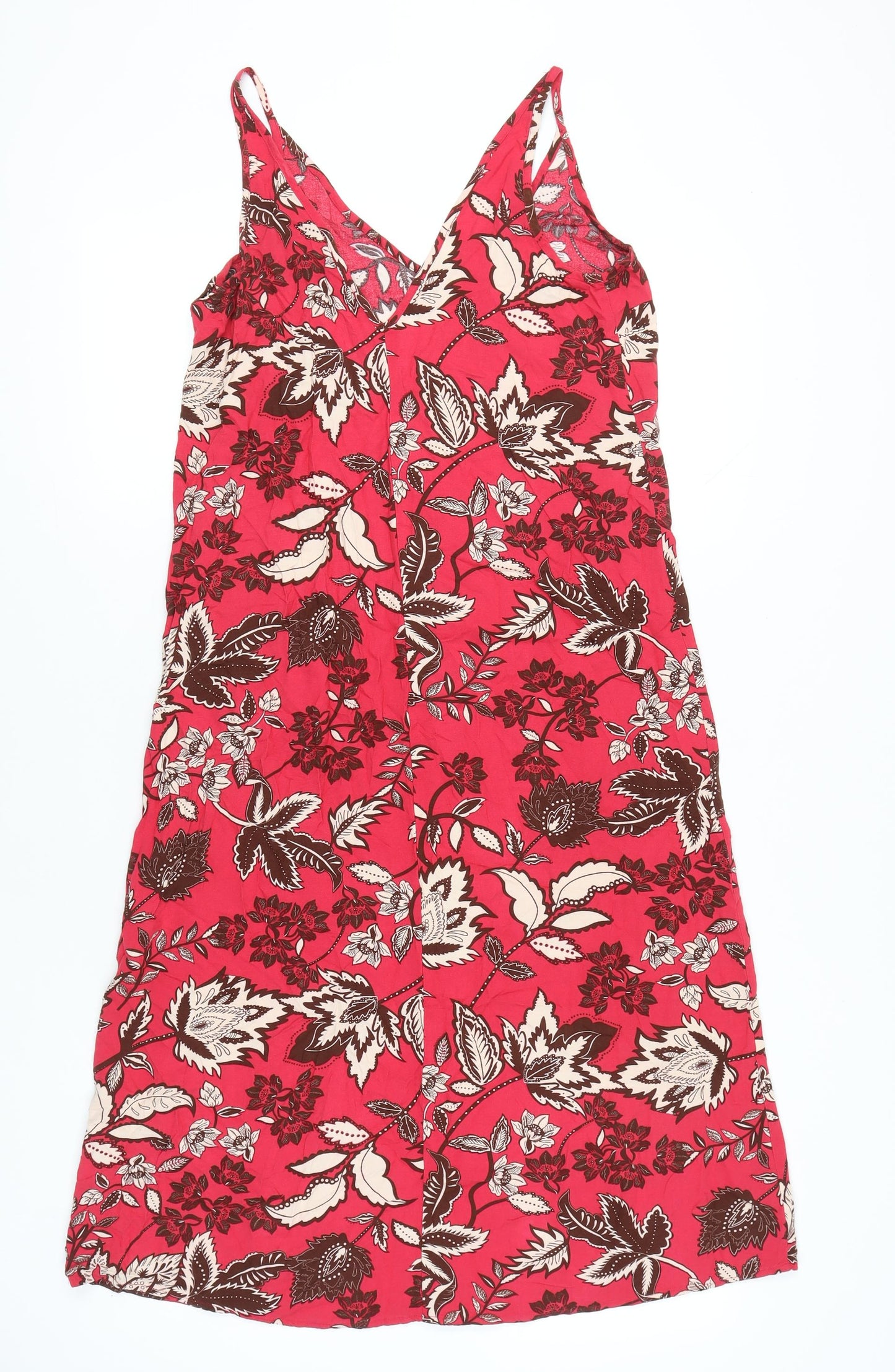 Next Women’s Red Floral V-Neck Slip Dress Size 10