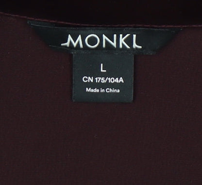 Monki Women’s Brown Collared Button-Up Shirt Size L Short Sleeve