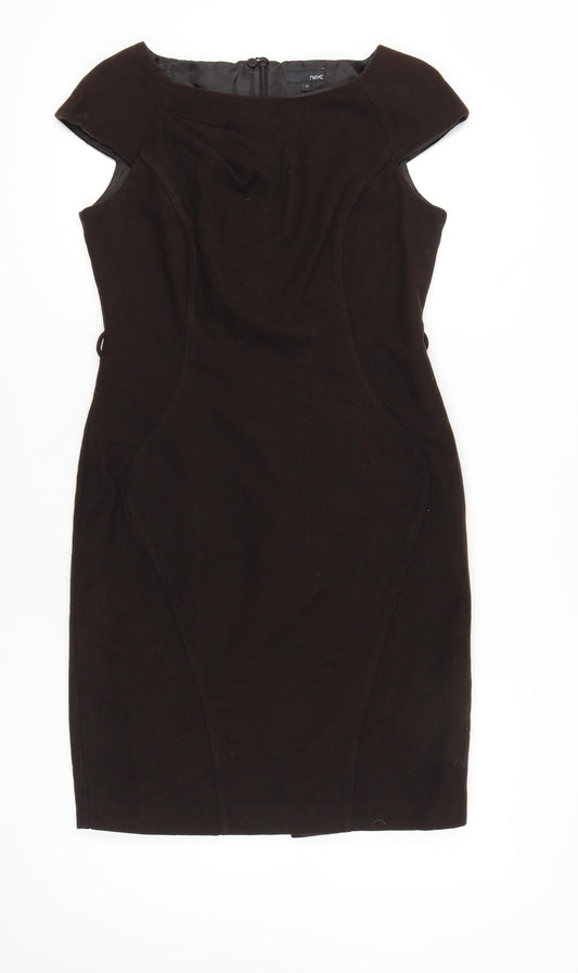 Next Women’s Black Wool Blend Sheath Dress Size 12 Knee Length