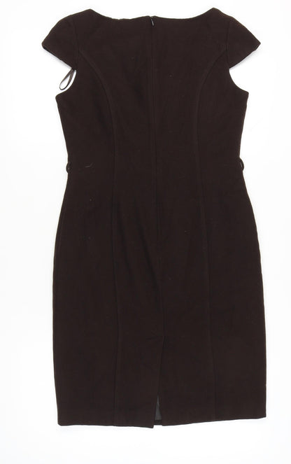 Next Women’s Black Wool Blend Sheath Dress Size 12 Knee Length