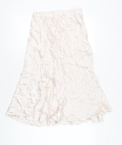 H&M Womens Ivory Viscose A-Line Midi Skirt Size S