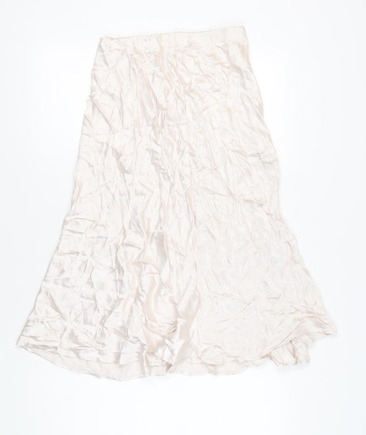 H&M Womens Ivory Viscose A-Line Midi Skirt Size S