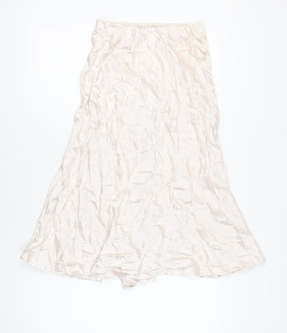 H&M Womens Ivory Viscose A-Line Midi Skirt Size S