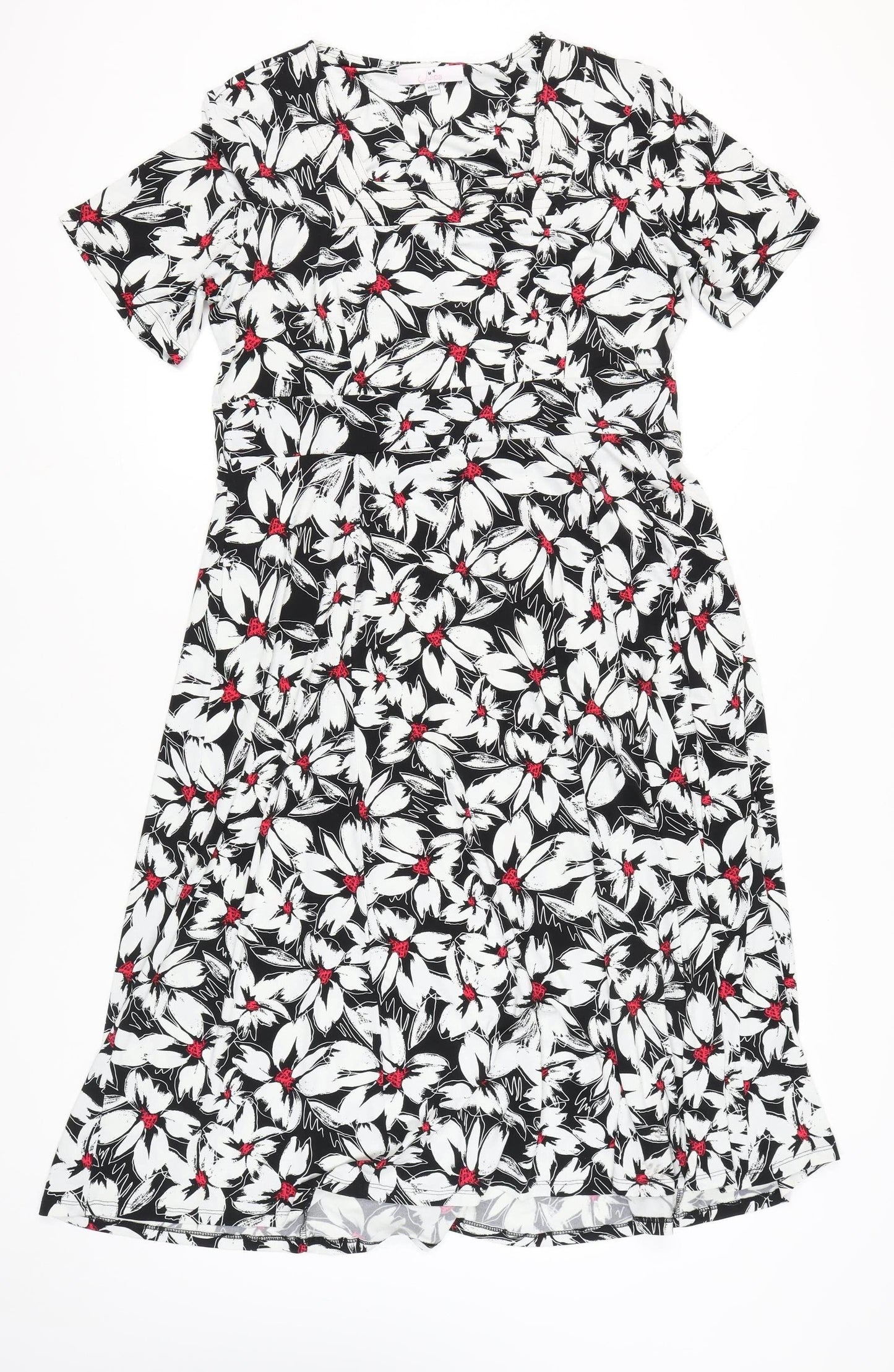 Julipa Women’s Black White Red Floral A-Line Dress Size 18