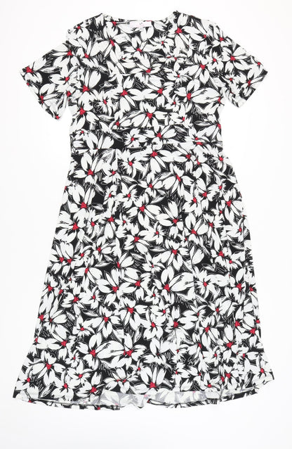 Julipa Women’s Black White Red Floral A-Line Dress Size 18