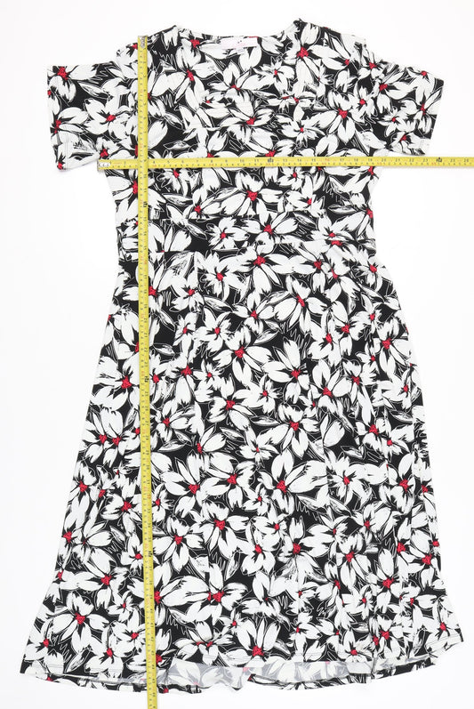 Julipa Women’s Black White Red Floral A-Line Dress Size 18