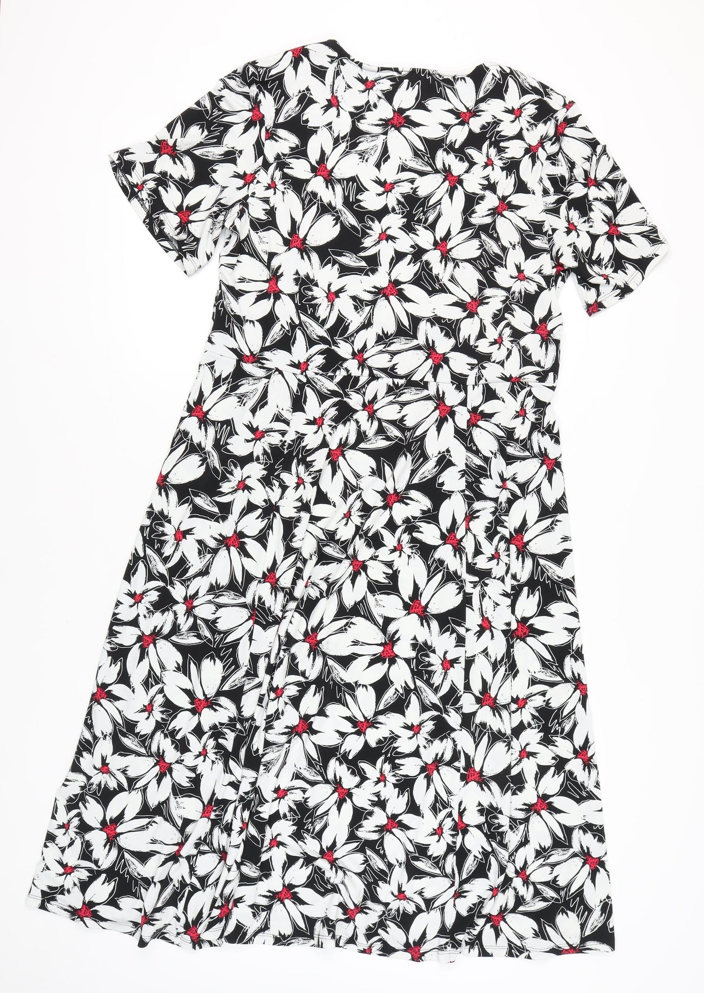 Julipa Women’s Black White Red Floral A-Line Dress Size 18