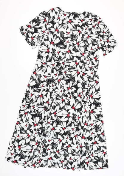 Julipa Women’s Black White Red Floral A-Line Dress Size 18