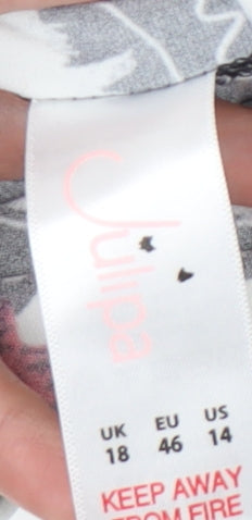 Julipa Women’s Black White Red Floral A-Line Dress Size 18