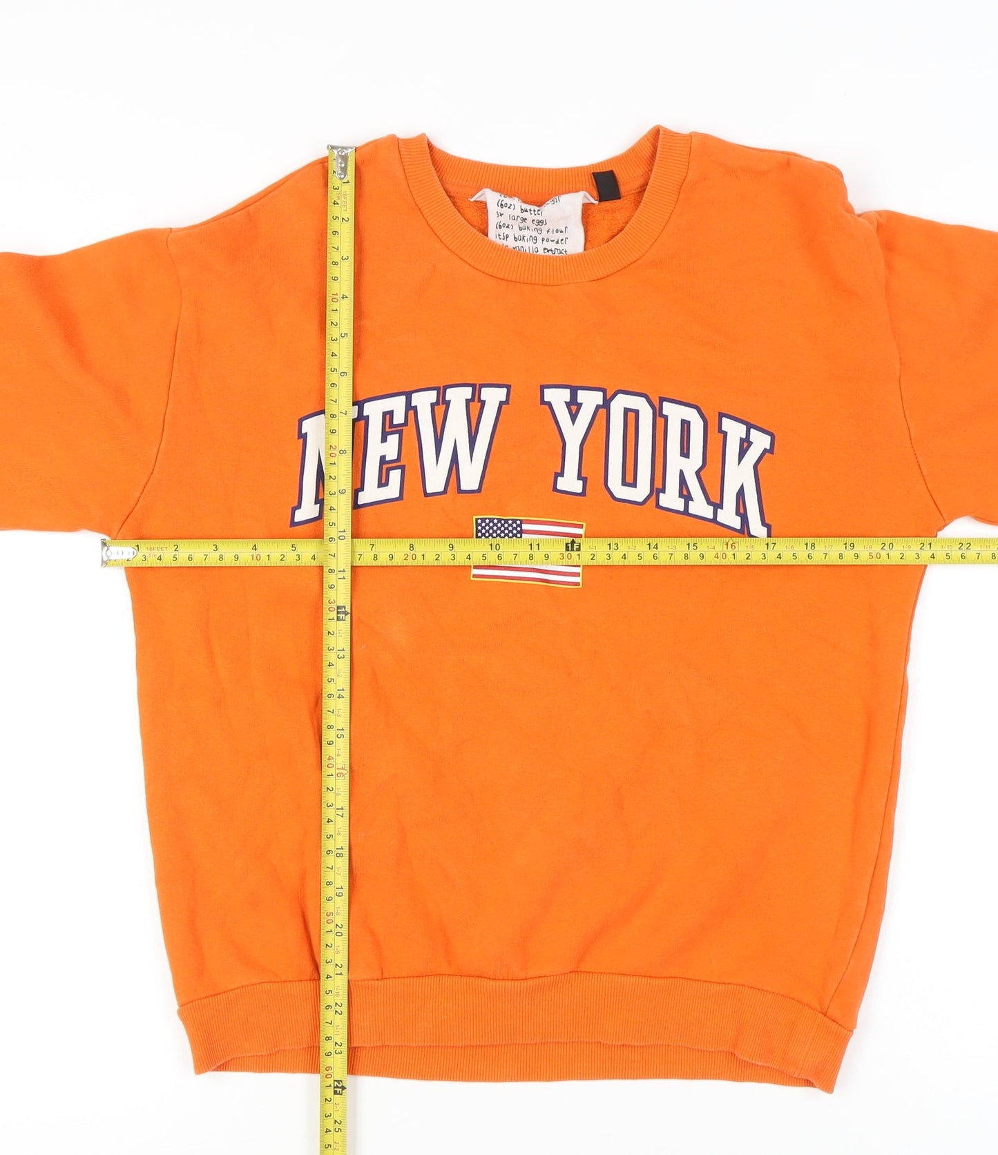 Topshop Womens Orange New York Sweatshirt UK 12 Cotton Blend