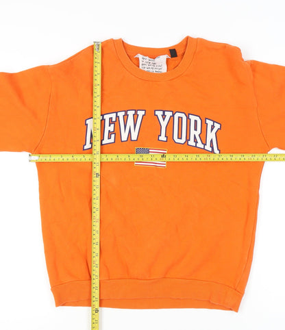 Topshop Womens Orange New York Sweatshirt UK 12 Cotton Blend