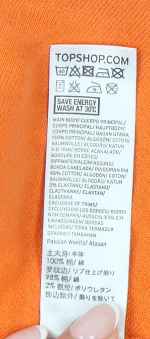 Topshop Womens Orange New York Sweatshirt UK 12 Cotton Blend