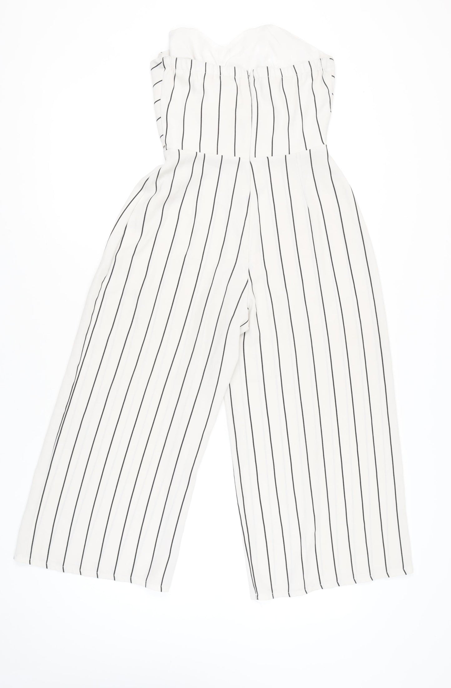 Love Women’s White Striped Strapless Wide-Leg Jumpsuit Size M