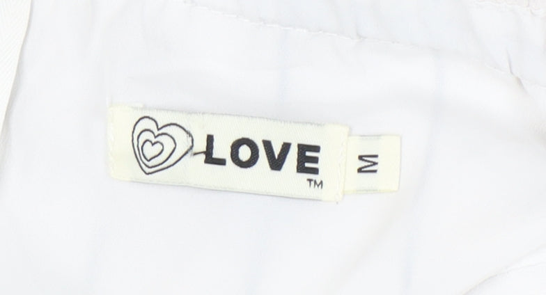 Love Women’s White Striped Strapless Wide-Leg Jumpsuit Size M