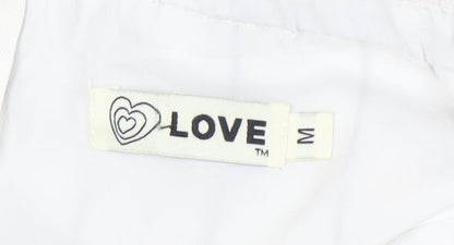 Love Women’s White Striped Strapless Wide-Leg Jumpsuit Size M