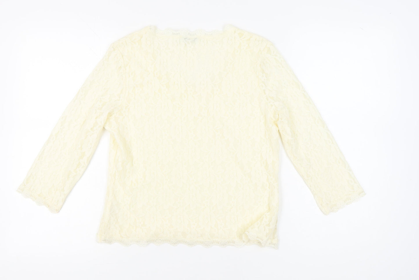 Precis Petite Women Ivory Lace Tunic Blouse M 3/4 Sleeve Scoop Neck