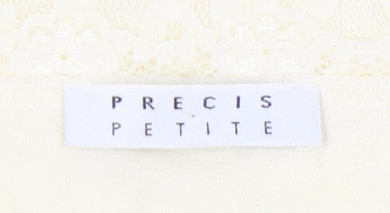 Precis Petite Women Ivory Lace Tunic Blouse M 3/4 Sleeve Scoop Neck