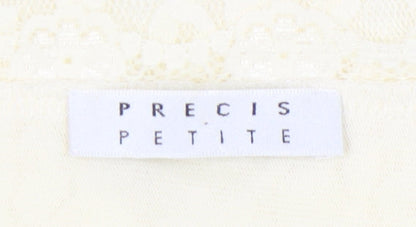 Precis Petite Women Ivory Lace Tunic Blouse M 3/4 Sleeve Scoop Neck