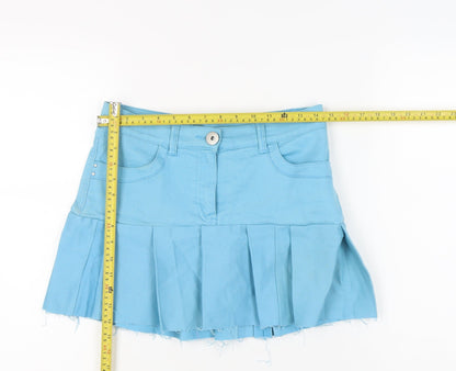 Marks and Spencer Womens Blue Size 12 Pleated Short Skirt