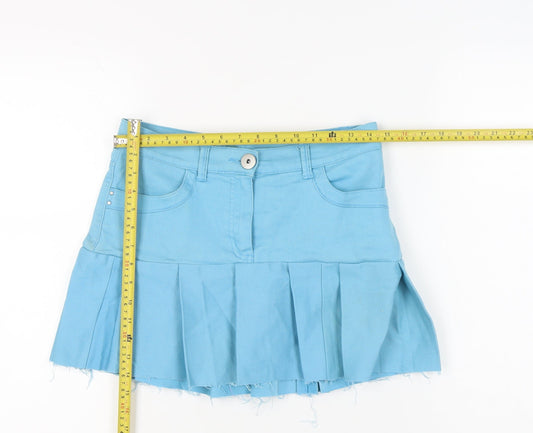 Marks and Spencer Womens Blue Size 12 Pleated Short Skirt