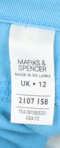 Marks and Spencer Womens Blue Size 12 Pleated Short Skirt