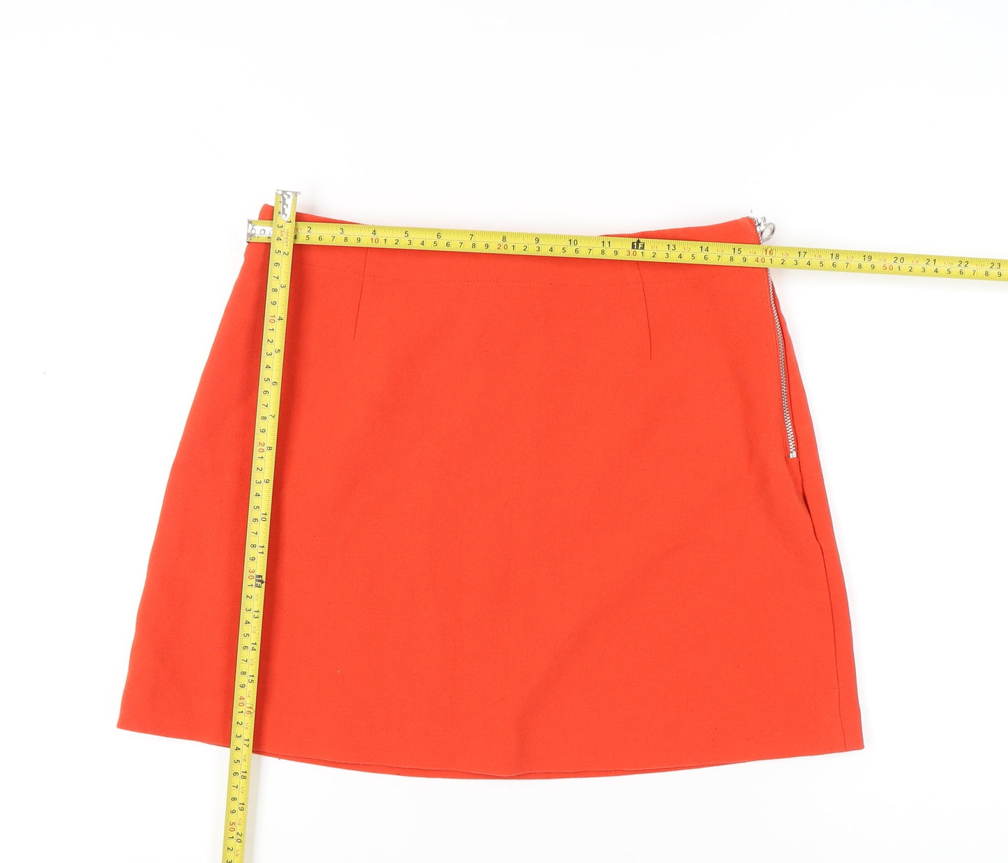 Monki Women’s Red Size 14 Short Pencil Skirt Zip Stretch