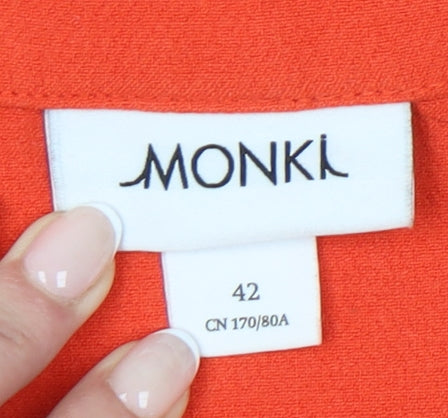 Monki Women’s Red Size 14 Short Pencil Skirt Zip Stretch