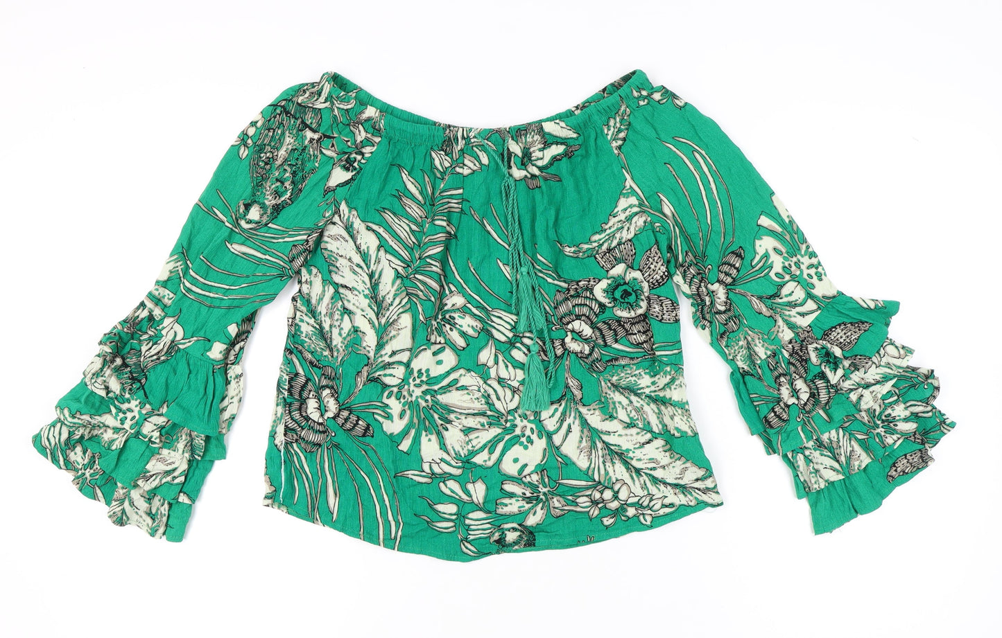 Womens UK Size S Solitaire Green Tunic Blouse