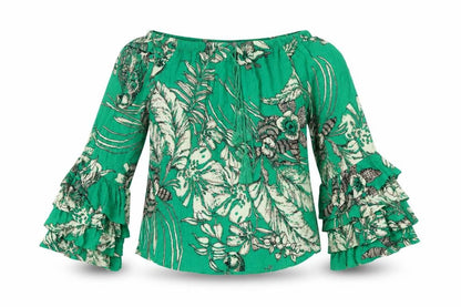 Womens UK Size S Solitaire Green Tunic Blouse