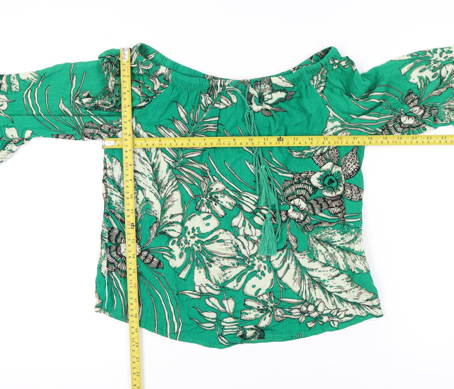 Womens UK Size S Solitaire Green Tunic Blouse