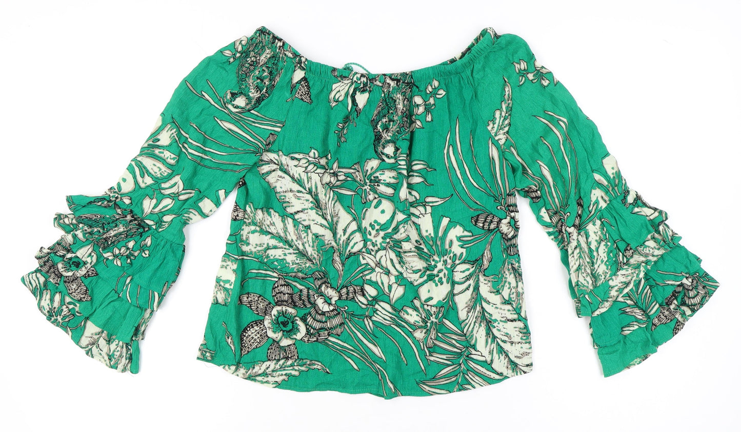Womens UK Size S Solitaire Green Tunic Blouse