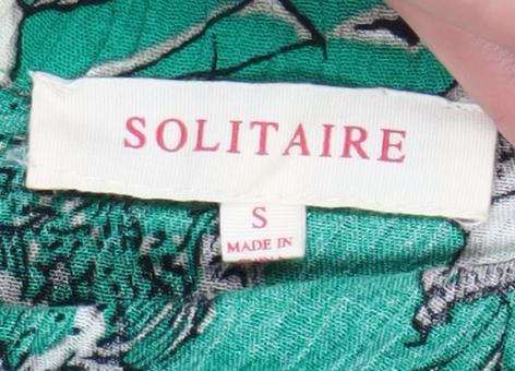 Womens UK Size S Solitaire Green Tunic Blouse