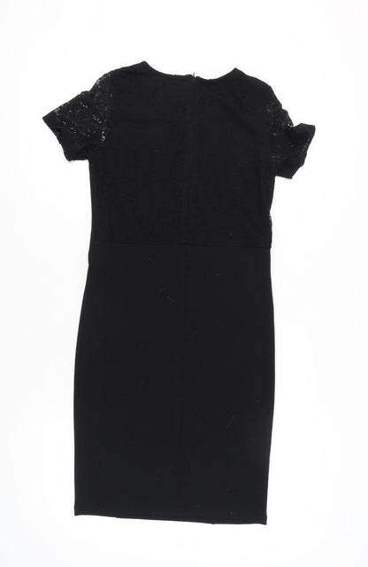 b.young Women’s Black Sheath Lace Knee Length Dress Size S