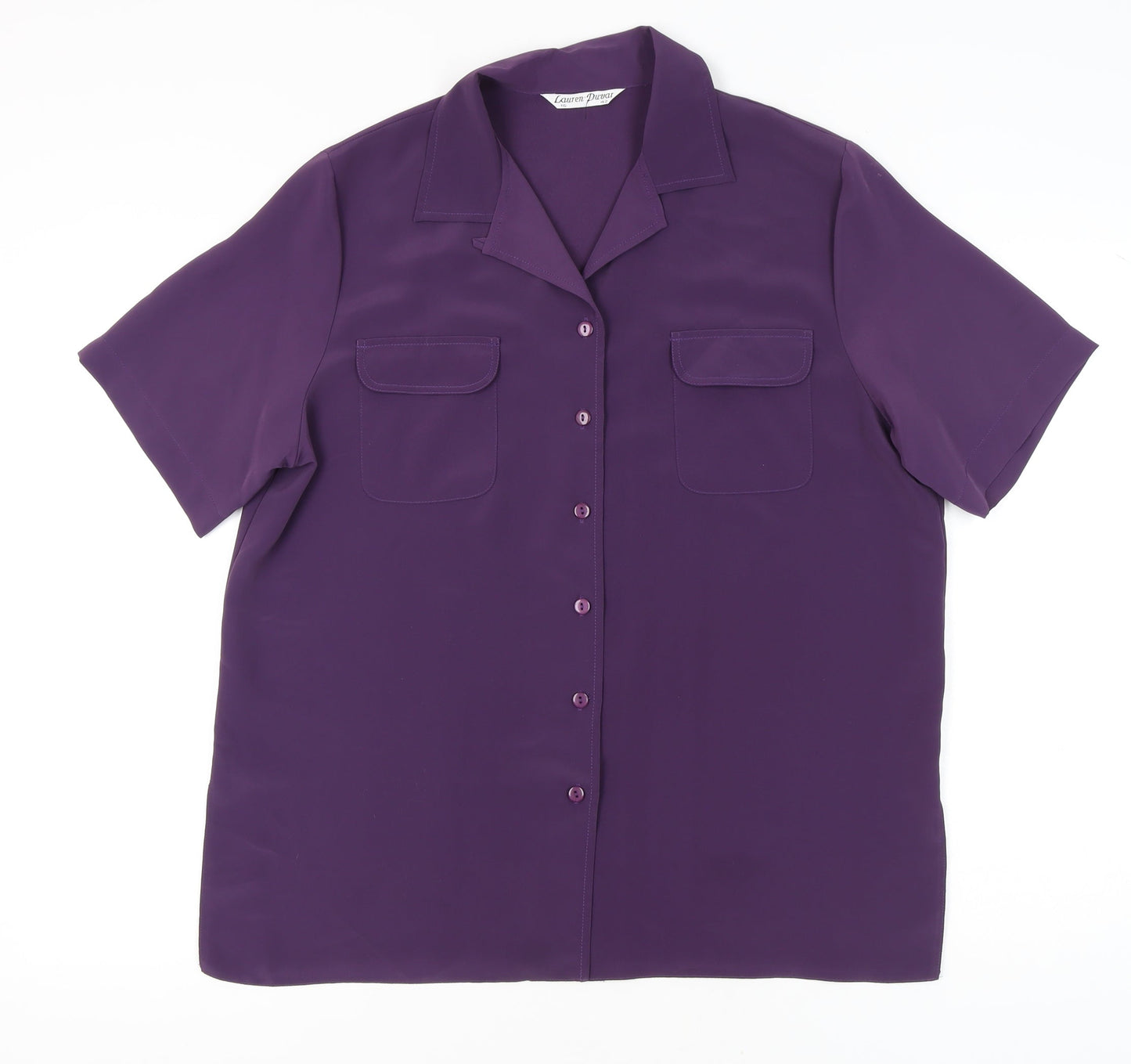 Womens UK Size 14 Lauren Duvar Purple Basic Button-Up