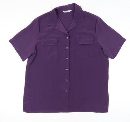 Womens UK Size 14 Lauren Duvar Purple Basic Button-Up