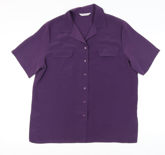 Womens UK Size 14 Lauren Duvar Purple Basic Button-Up