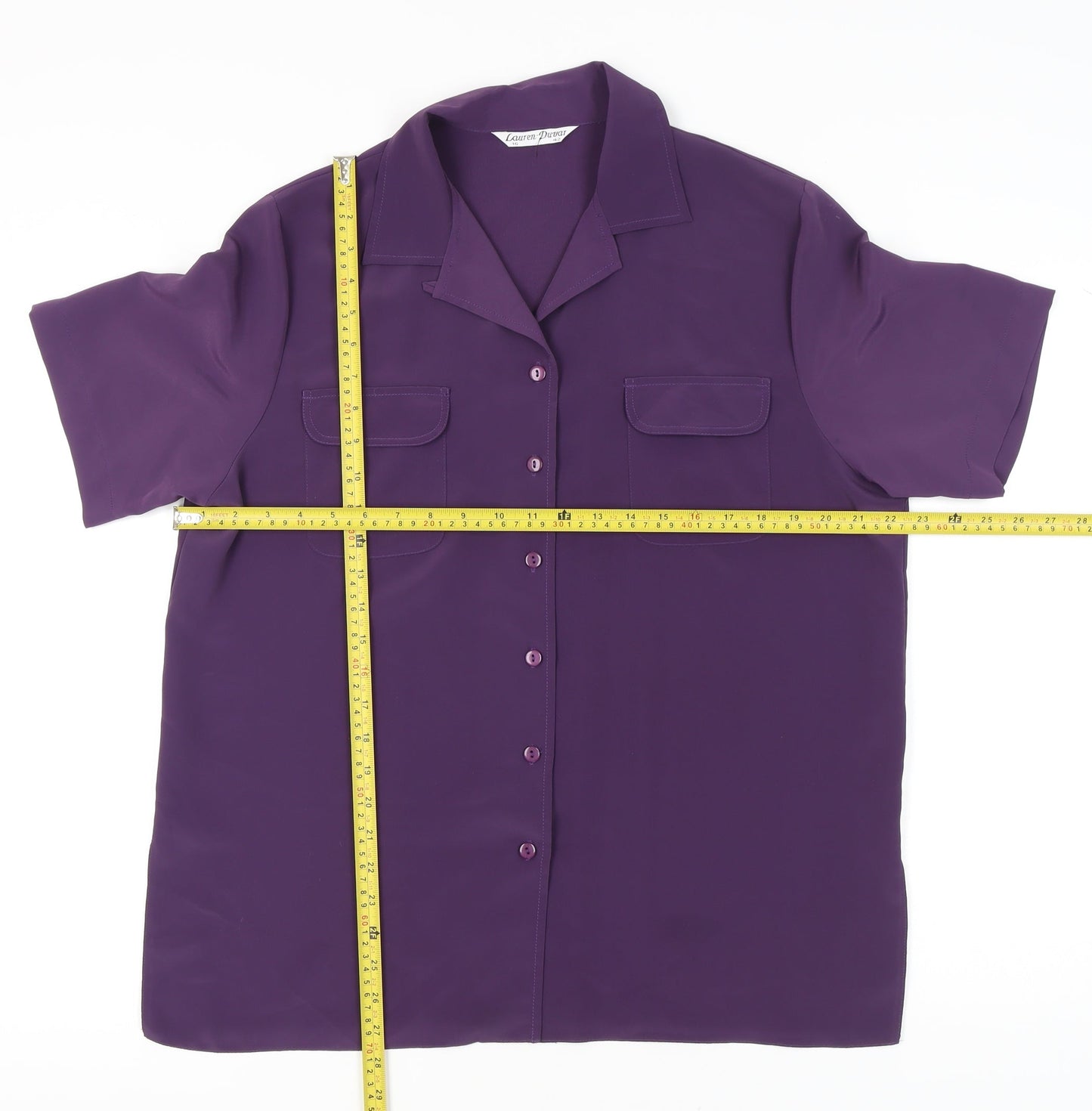 Womens UK Size 14 Lauren Duvar Purple Basic Button-Up