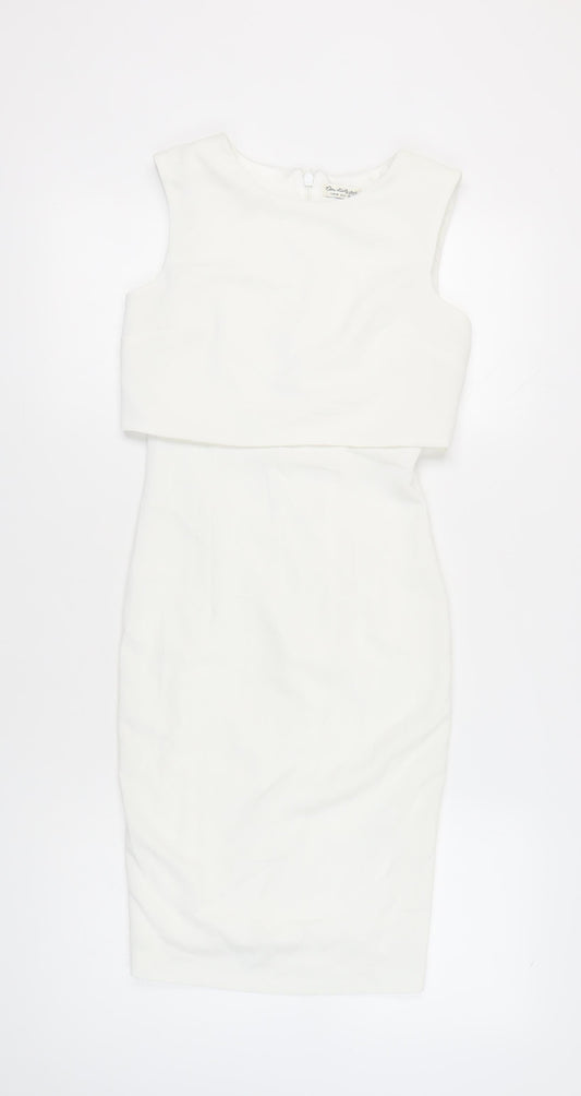 Miss Selfridge Women White UK 6 Sheath Knee Length Dress Cocktail