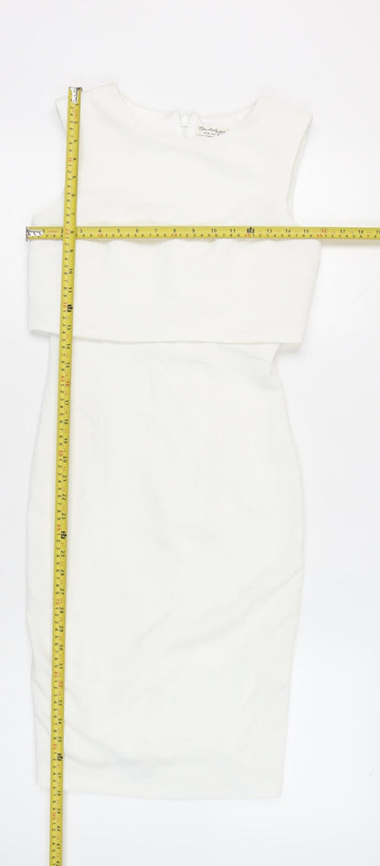 Miss Selfridge Women White UK 6 Sheath Knee Length Dress Cocktail