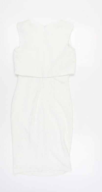 Miss Selfridge Women White UK 6 Sheath Knee Length Dress Cocktail