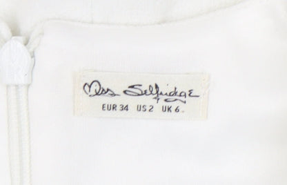 Miss Selfridge Women White UK 6 Sheath Knee Length Dress Cocktail