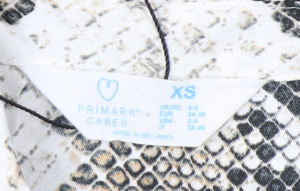 Primark Women’s Multicoloured Snake Print Button-Up Shirt XS