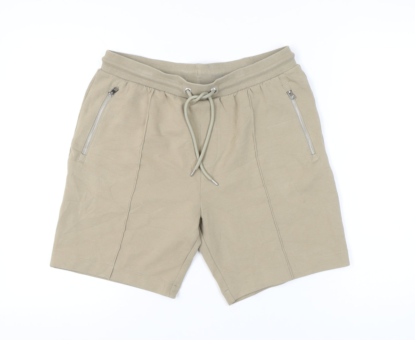 Marks and Spencer Men’s Beige Sweat Shorts M Elastic Waist Pockets