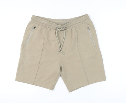 Marks and Spencer Men’s Beige Sweat Shorts M Elastic Waist Pockets