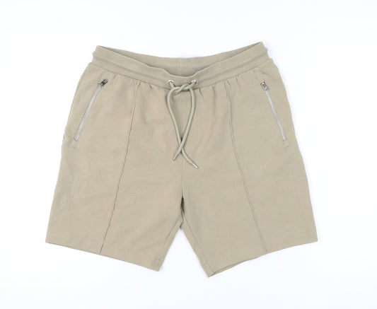 Marks and Spencer Men’s Beige Sweat Shorts M Elastic Waist Pockets