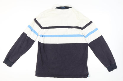 Howick Men's Blue Striped Long Sleeve Polo Shirt Size L