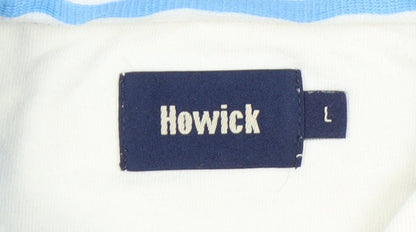 Howick Men's Blue Striped Long Sleeve Polo Shirt Size L