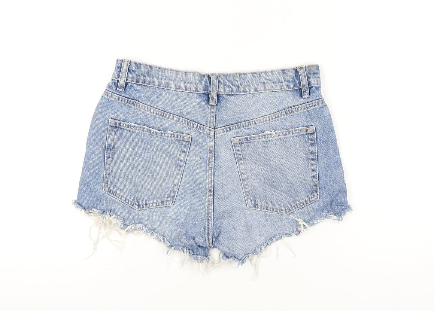 Zara Women Blue Denim Cut-Off High Rise Shorts Size 10