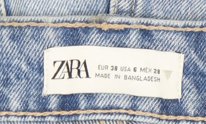 Zara Women Blue Denim Cut-Off High Rise Shorts Size 10